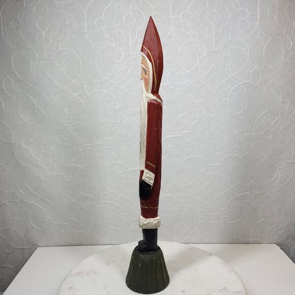 VINTAGE Wooden Pencil Santa Claus 19.5" Tall Rustic Christmas Holiday Figurine - Picture 9 of 13